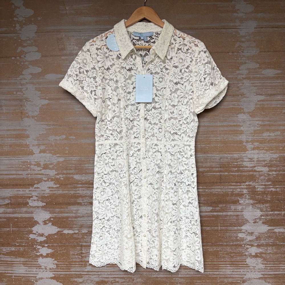 Hill House NWT Laura Dress White Lace Bridal Wedding Event Preppy Womens M - Picture 3 of 8